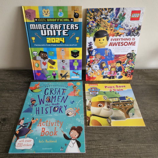 4-Book Kids Bundle – Paw Patrol, LEGO, Minecraft & Great Women in History